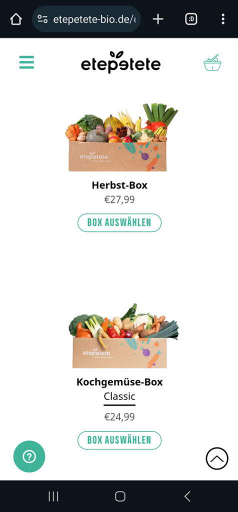 Bio-Boxen im Online-Shop von Etepetete