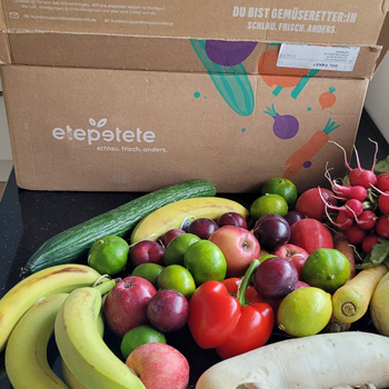 Etepetete Box und geliefertes Obst und Gemüse